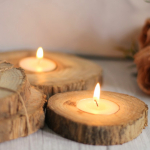 Natural Log Teak Wood Candle Coasters (Set of 2)