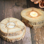Natural Log Teak Wood Candle Coasters (Set of 4)