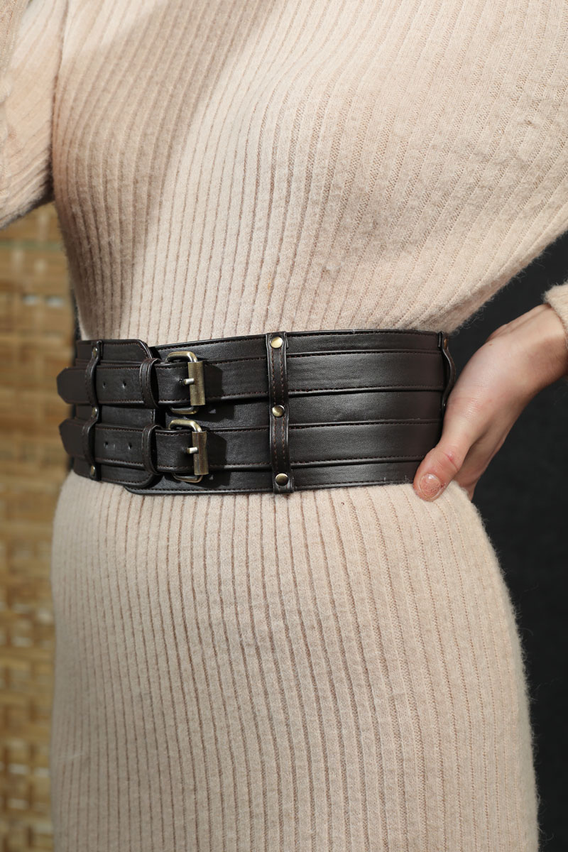 Black Dual buckle waist belt