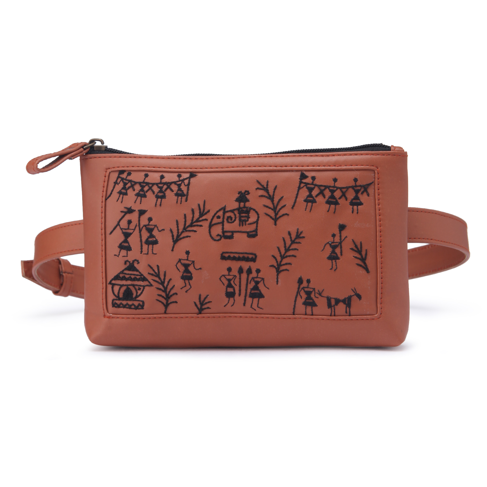 Warli embroidered belt bag