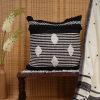 Rustic Black and White Hand Block Printed Cotton Designer Cushion Cover