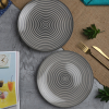 Handpainted Ceramic Glossy Grey Dinner Plates Dinnerware Serving Plate Thali Ceramic Plates for Dinner (10 Inch, Microwave & Dishwasher Safe)