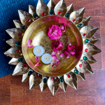 Gold Foil Plated Metal with Extended Diya Holder