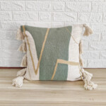 Light Green Cream & Ivory Hand Embroidered Cushion Cover