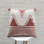 Terracotta Red & Ivory Hand Loom Woven 100% Textured Cotton Cushion Cover
