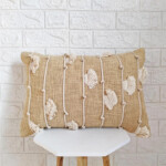 Beige Cream Hand Embroidered Natural Cotton Cushion Cover