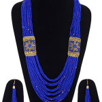 Pearls Jewelry Design Set Meenakari Work Women and Girls with Earring (Royal Blue)