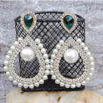Pearly green brilliance dangler earrings