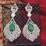 Emerald drop diamond earrings