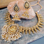 PEARL PAAN TEMPLE NECKLACE SET WITH JHUMKAS