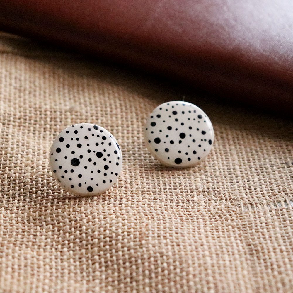 The Off White Polka Dot Earrings