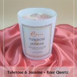 Tuberose & Jasmine Candle with Rose Quartz Crystals
