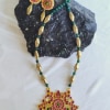 Green Kemp stone and Red Beads Jewellery set