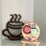 Painted Wood slices # Coffee & Donut – Together Forever