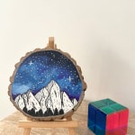 Painted Wood slices # Starry Night