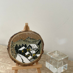 Painted Wood slices # Winter Snow
