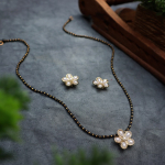 Flower Mangalsutra Necklace Set – Pearl