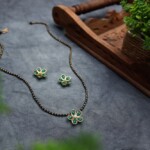 Flower Mangalsutra Necklace Set – Green