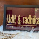 Nameplate with gold cutdana and tiny beautiful kundans