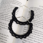 Black Daisy Crochet Hoop Earrings