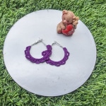 Purple Daisy Crochet Hoop Earrings