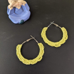 Yellow Daisy Crochet Hoop Earrings