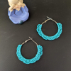 Blue Daisy Crochet Hoop Earrings