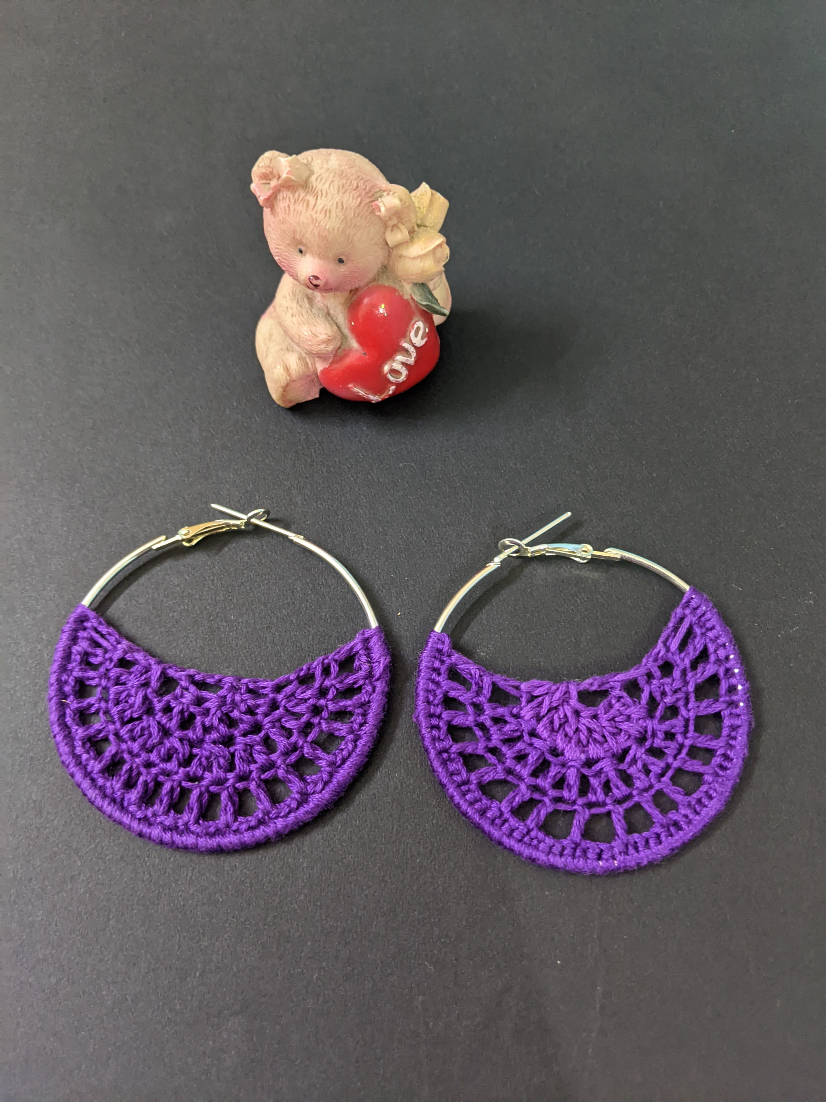 Purple Brownie Crochet Big Hoop Earrings