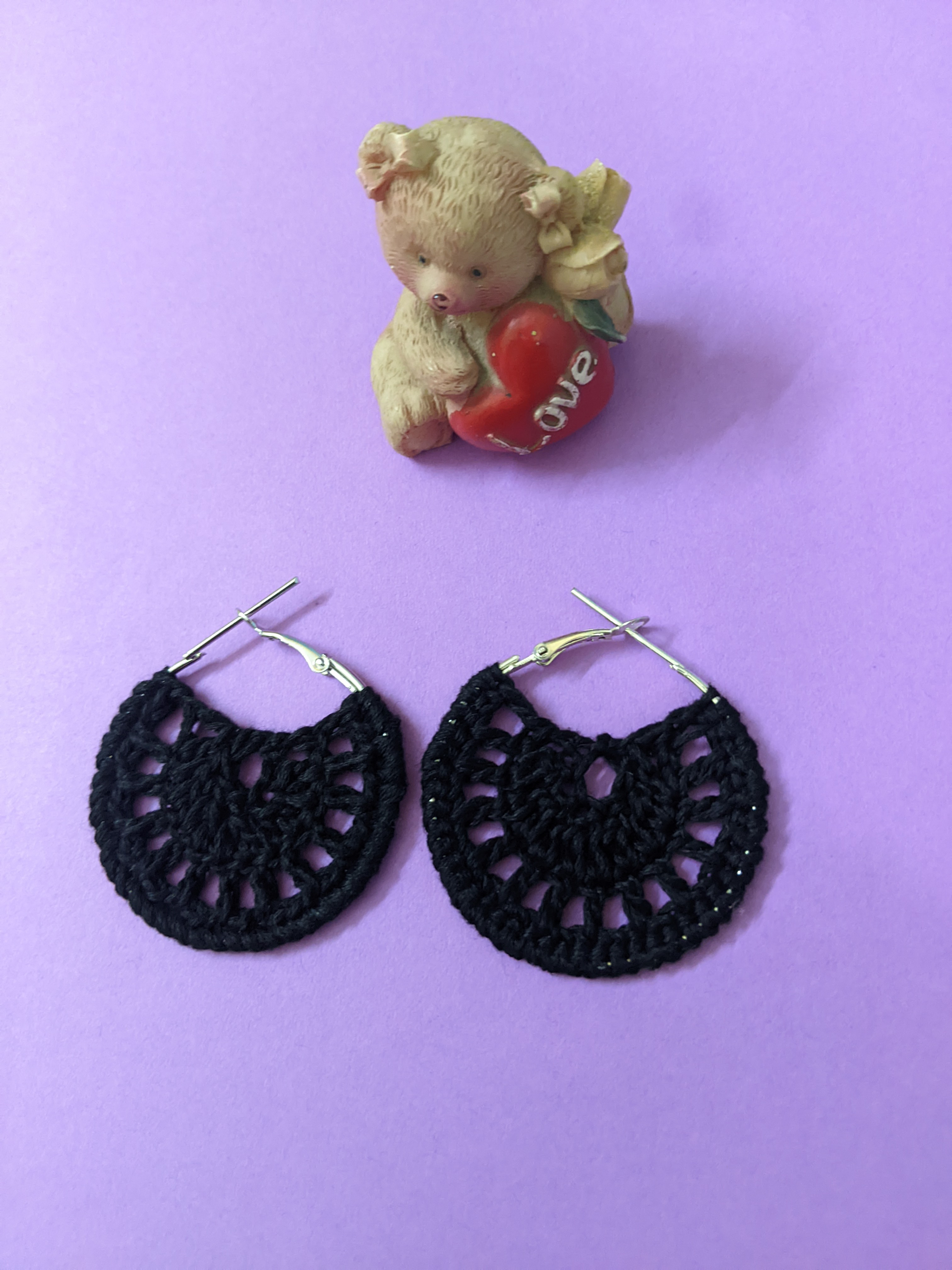 Black Brownie Crochet Big Hoop Earrings