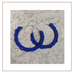 Blue Daisy Crochet Hoop Earrings