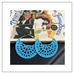 Sky Blue Brownie Crochet Big Hoop Earrings