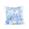 Blue Pottery Handpainted Cushion Cover In Khadi