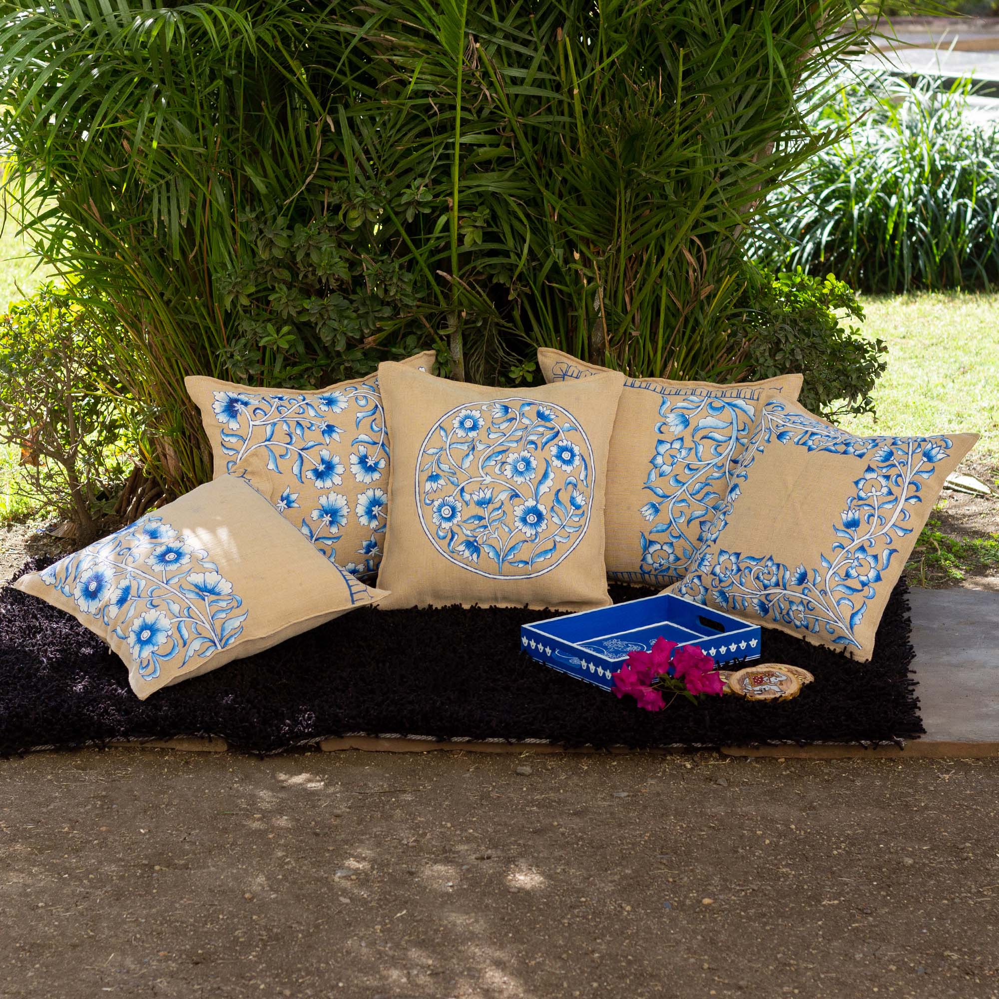 Blue Pottery Cushion Cover Set Of 5 1024×1024@2x