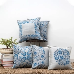 Blue Pottery Grey Cushion Cover Set of 5