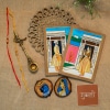 Set of 2 Handcrafted Diary and 2 Wooden Coaster paired with 2 Rakhi ( COMBO 5 )