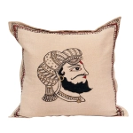 Handpainted King Beige Cushion Cover