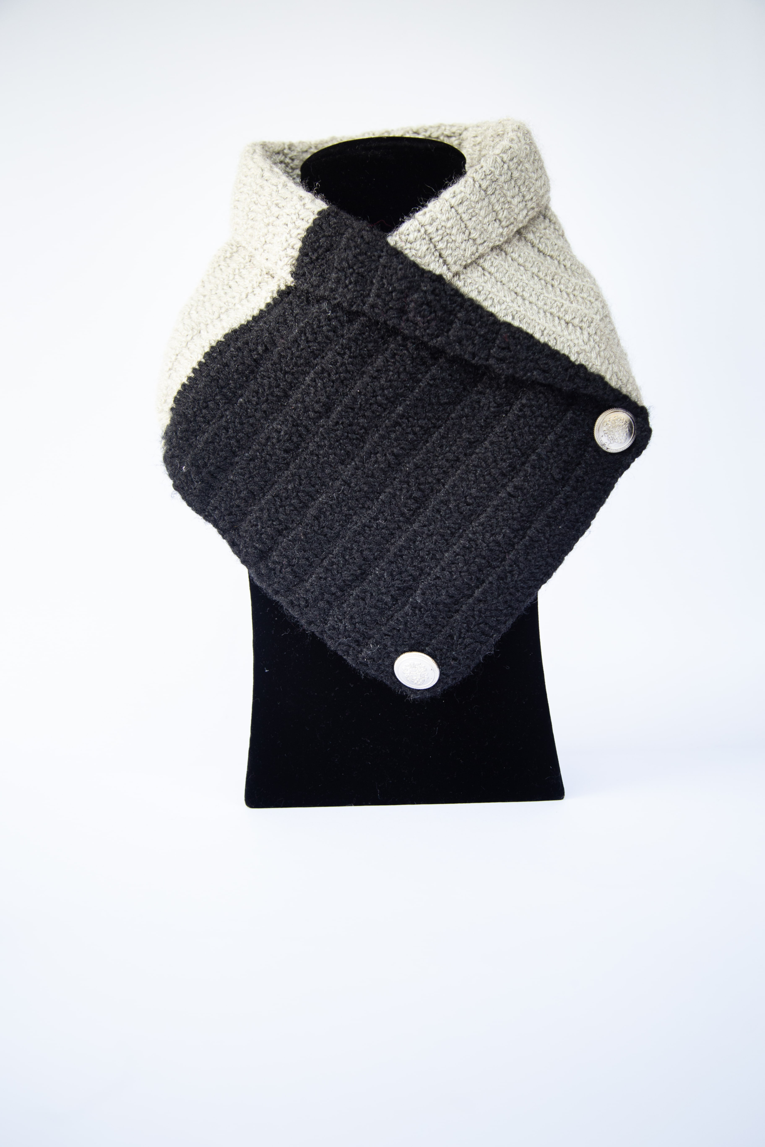 Grey-Black Neck Warmer| Woolen Winter Cowl | Scarf |Collar for Men and Women |Free Size | Ideal Gift | Handmade