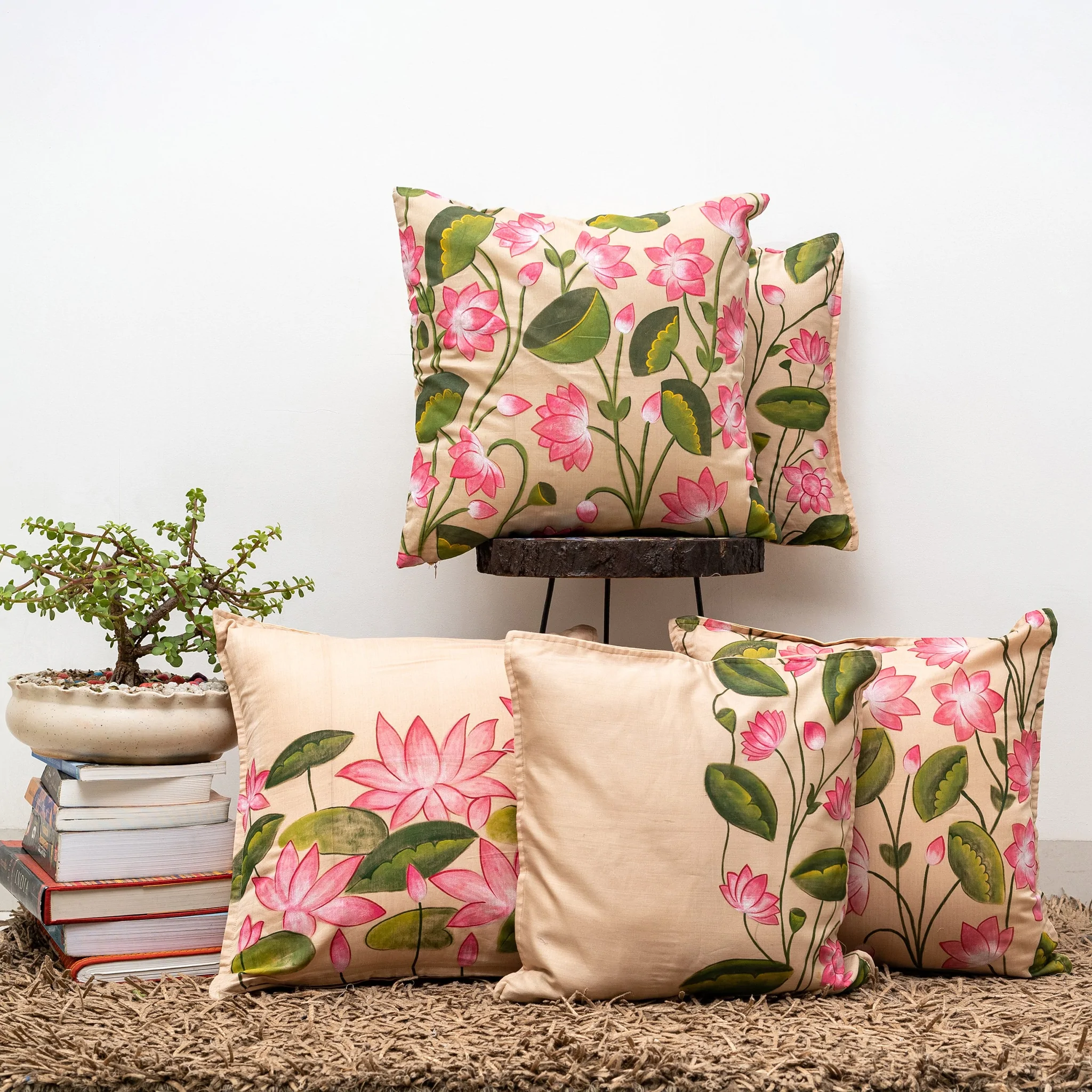 Niraja Handpainted Cushion Cover Beige Set Of 5 1024×1024@2x