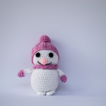 Handmade Snowman | Crochet Toy | Stuffed Toy for Boys & Girls | Non-Toxic, & Eco-Friendly Stuffed Animal | | Birthday Gift | 9 Inches Tall | Made in India ( Pink )