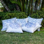 Snowy Blue Pottery Cushion Cover Set of 5