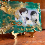 Resin frame with picture and stand