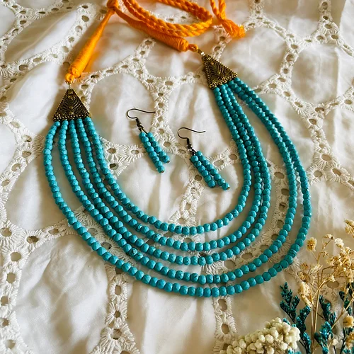 Turquoise Testimony – Multi-String Agate Necklace Set