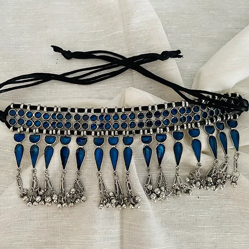 Neela Umber – Blue Afghani Choker Neckpiece