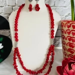 Harvest Hues – Deep Red Glass Beads Necklace Set