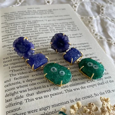 Aura – Blue and Green Druzy Stone Stud Earrings