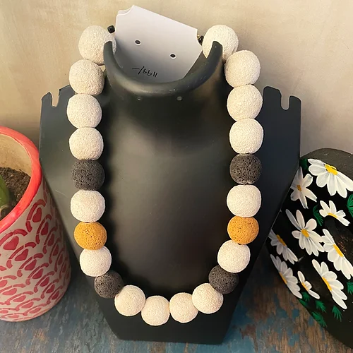 Mustard Fields – Lava Beads Necklace