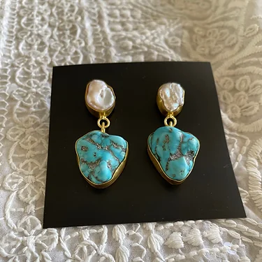 Aura – Blue and Green Druzy Stone Stud Earrings