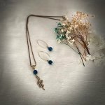 Serpentine – Blue Agates Pendant Set