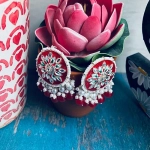 Vaani – Meenakari Stud Earrings (Red Round)