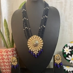 Nilofer – Kundan Meenakari Necklace Set (Royal Blue )